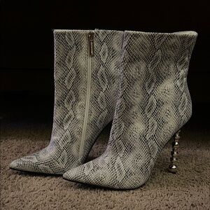 Cape Robbin Gray Snakeskin Heeled Boots
